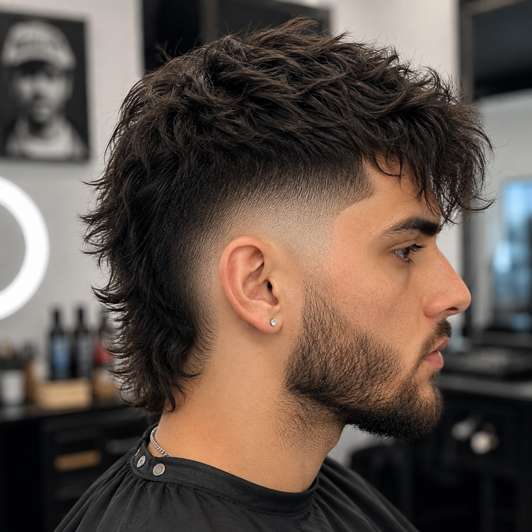 High taper fade mullet