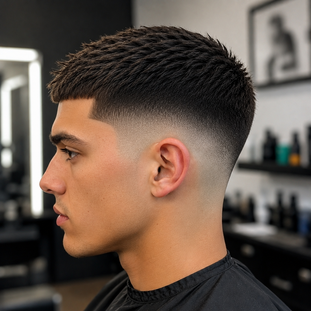 High taper fade with short hair