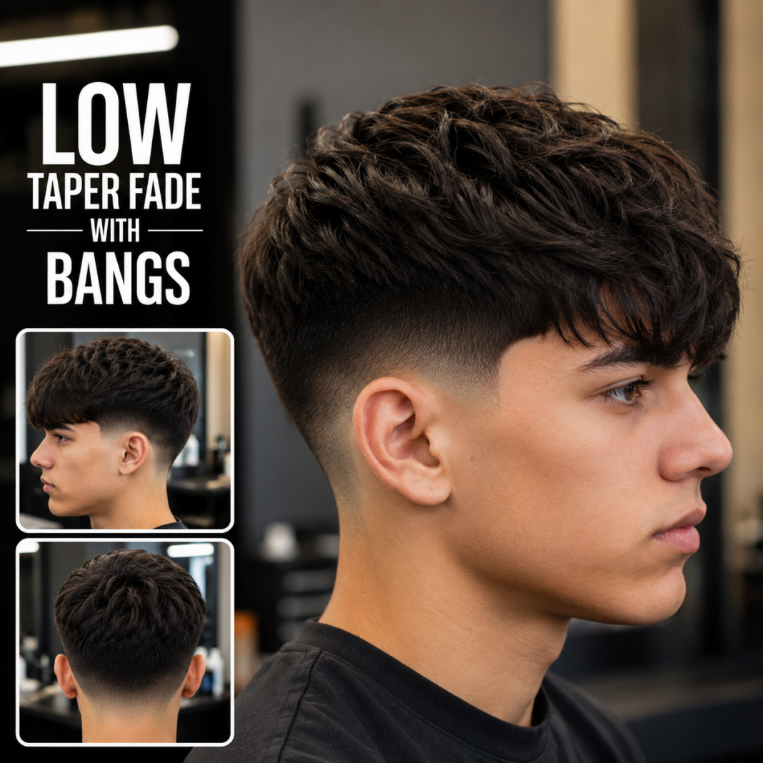 Low Taper Fade with Bangs: The Complete Guide Low Taper Fade with Bangs